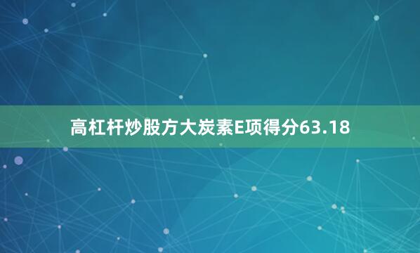 高杠杆炒股方大炭素E项得分63.18
