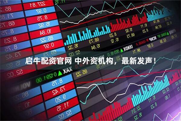 启牛配资官网 中外资机构，最新发声！